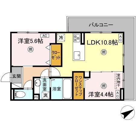 ペルへ尾ノ上(2LDK/2階)の間取り写真
