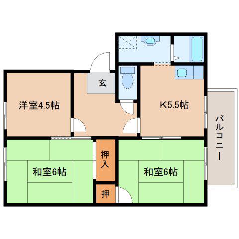 タモサーチA(3K/2階)の間取り写真