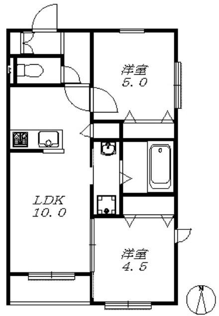 MAISON QUARANTE(2LDK/1階)の間取り写真