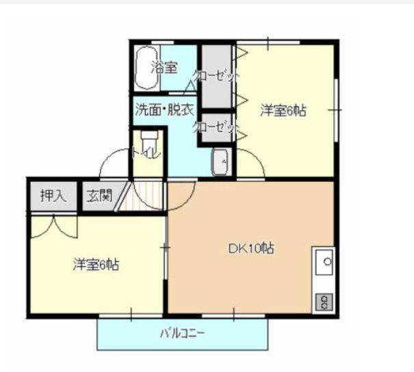 ハイカムール上島II(2LDK/2階)の間取り写真