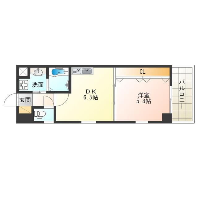 ビエラ江戸堀(1DK/8階)の間取り写真