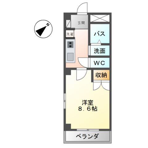 ソレイユ鵠沼(1K/3階)の間取り写真