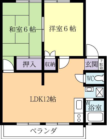 クローバーハイツB(2LDK/2階)の間取り写真