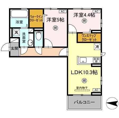 D-ROOM八王寺町(2LDK/2階)の間取り写真