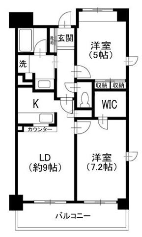 オーキッドスクエア(2LDK/7階)の間取り写真
