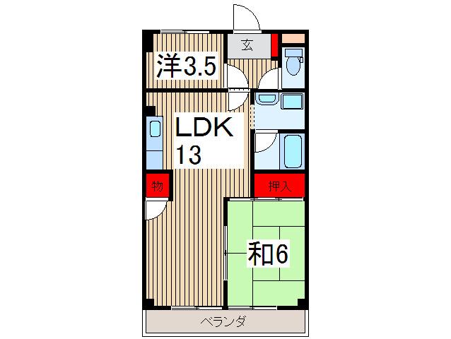 入間駅前第2ビル(2LDK/2階)の間取り写真