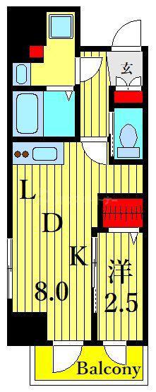 ドゥーエ入谷II(1LDK/11階)の間取り写真
