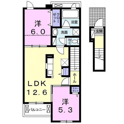 アン・パレ B(2LDK/2階)の間取り写真
