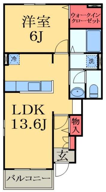 ベルプロムナードIII(1LDK/1階)の間取り写真