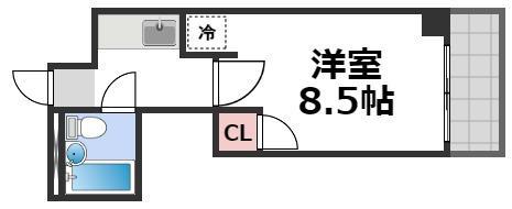 シティーアーク上町台(1K/9階)の間取り写真