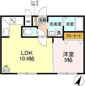 ブリエ・アサヒ(1LDK/4階)の間取り写真