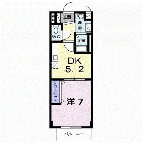ロイヤルワン二本木(1DK/2階)の間取り写真