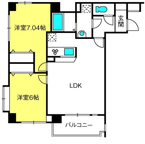ディアコート七番館(2LDK/2階)の間取り写真