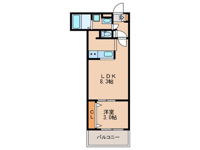 KH箱崎東(1LDK/2階)の間取り写真