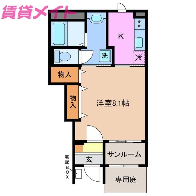 ベルクレイン(1K/1階)の間取り写真