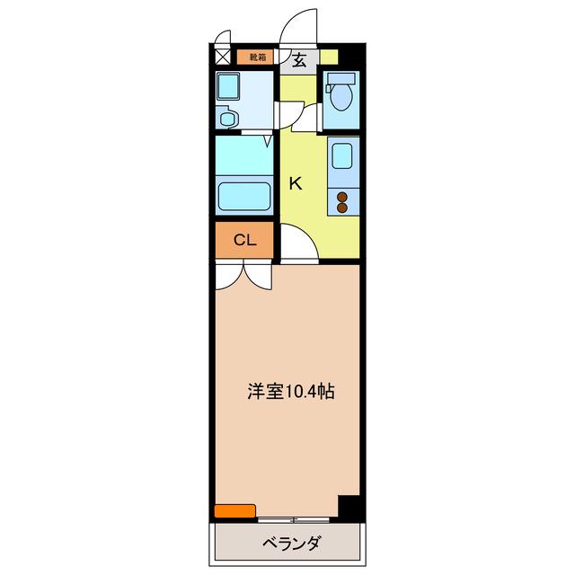 グローリア広明(1K/4階)の間取り写真