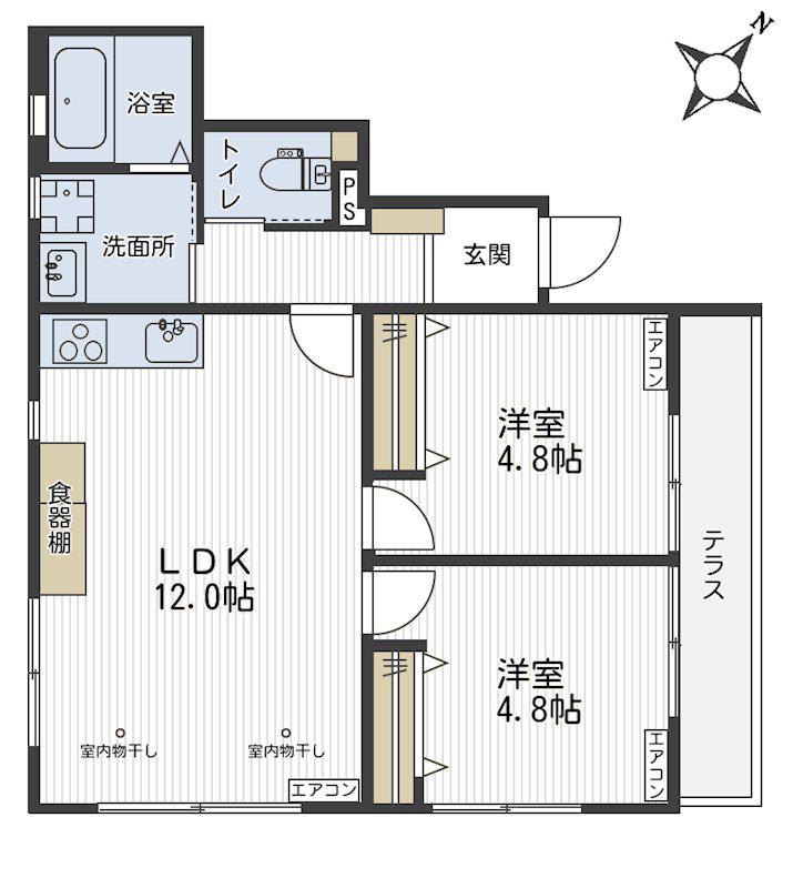 カーサN中妻(2LDK/1階)の間取り写真