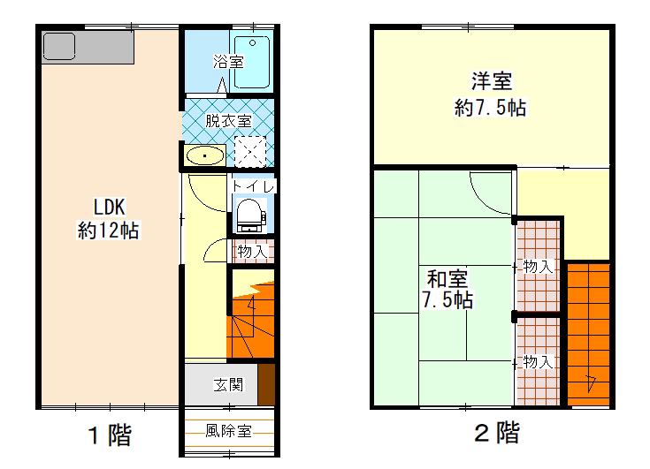 平岡ハイツ(2LDK/1階)の間取り写真