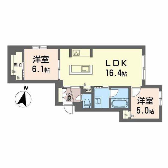 プライムフェルトII(2LDK/1階)の間取り写真