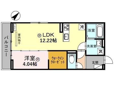 ＪＲ草津線 手原駅 徒歩13分 3階建 築3年(1LDK/2階)の間取り写真