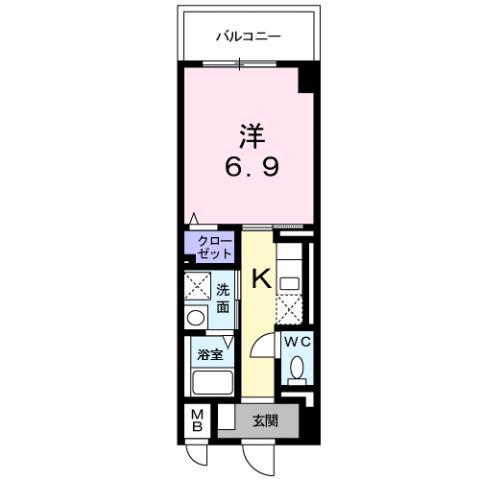 プレールヨコスカ(1K/4階)の間取り写真