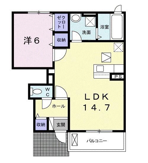グランノール・ブリエ(1LDK/1階)の間取り写真