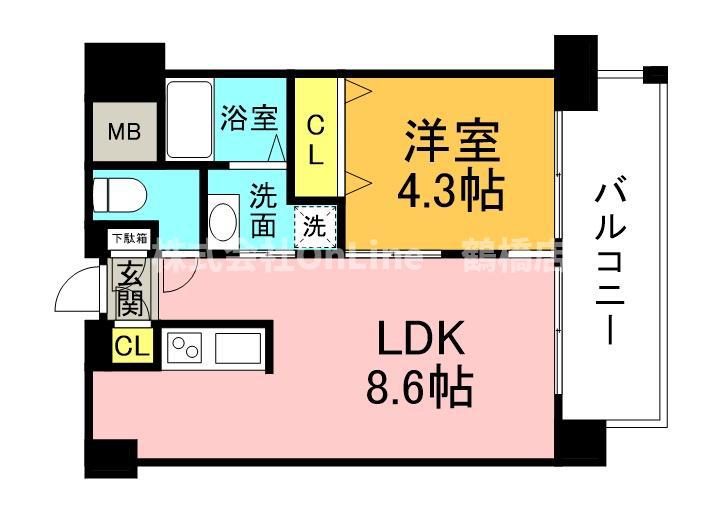 アニマーレ長堀(1LDK/7階)の間取り写真