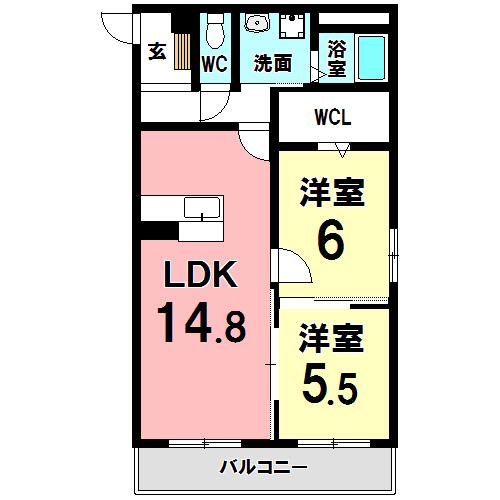 ARCADIA(2LDK/3階)の間取り写真