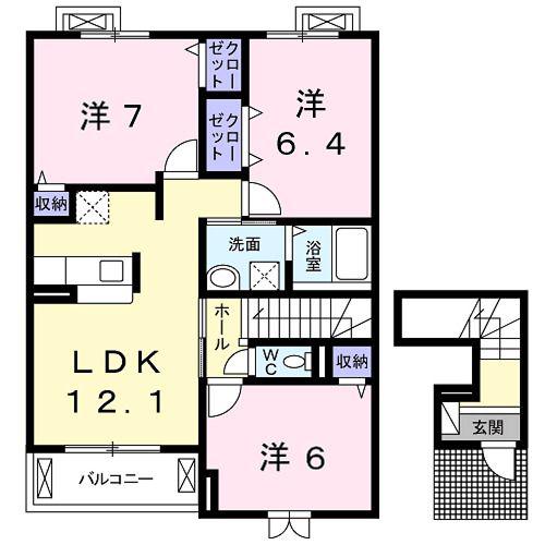 オレンジヒルズ(3LDK/2階)の間取り写真