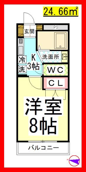 SR フォルテ湘南台(1K/3階)の間取り写真
