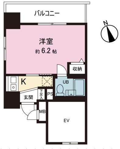 エクセリア新宿第2(1K/2階)の間取り写真