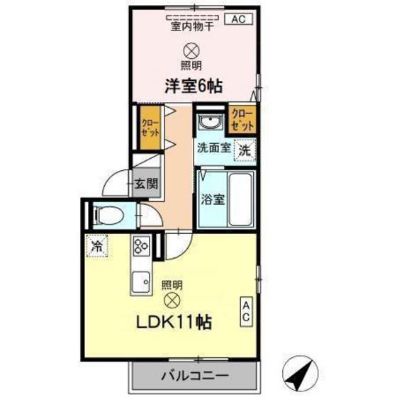 リオッサ(1LDK/2階)の間取り写真