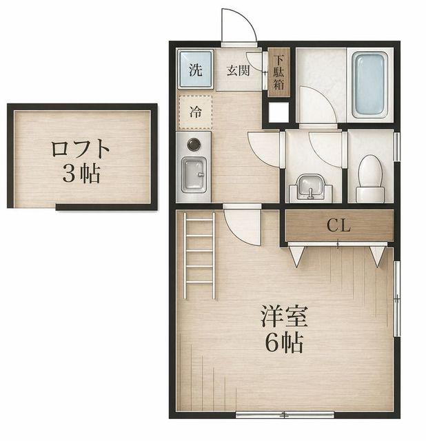 シャトーサガミ(1SK/1階)の間取り写真
