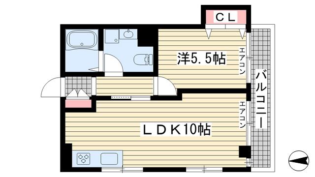 シャルマン花隈(1LDK/2階)の間取り写真