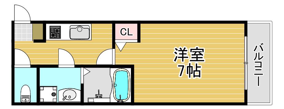 アッシュメゾン鷺洲(1K/2階)の間取り写真