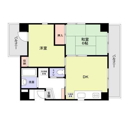 ボカージュドウエスカ(2DK/2階)の間取り写真