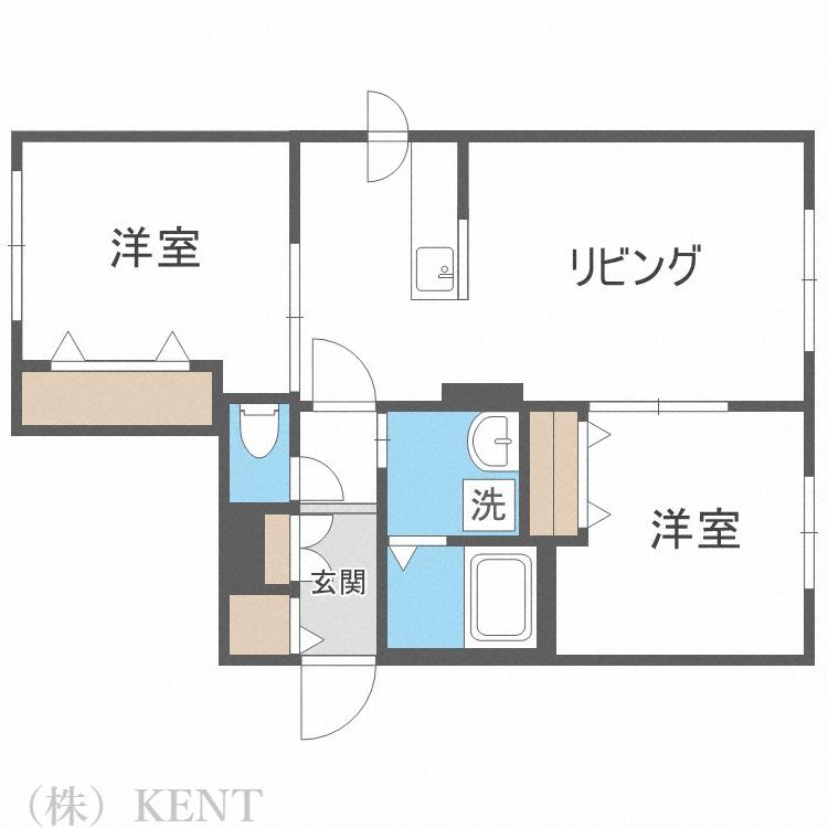 ケイメゾンワンK MAISON 1(2LDK/4階)の間取り写真