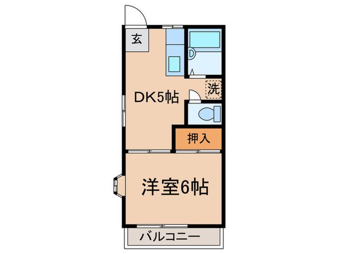 サンハウス(1DK/2階)の間取り写真