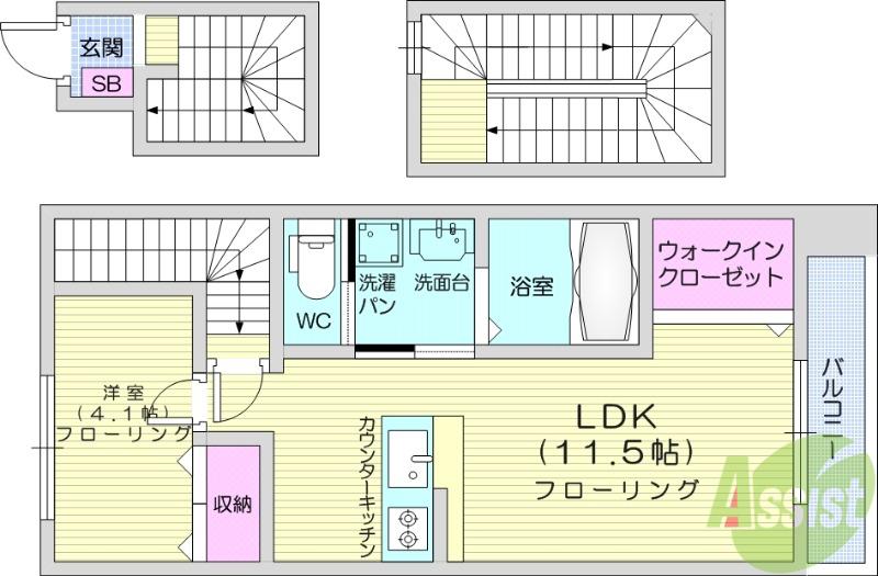 プルミエ仙杜2(1LDK/3階)の間取り写真