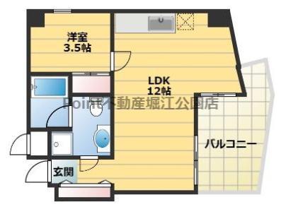 ウェーブイン中津(1LDK/3階)の間取り写真