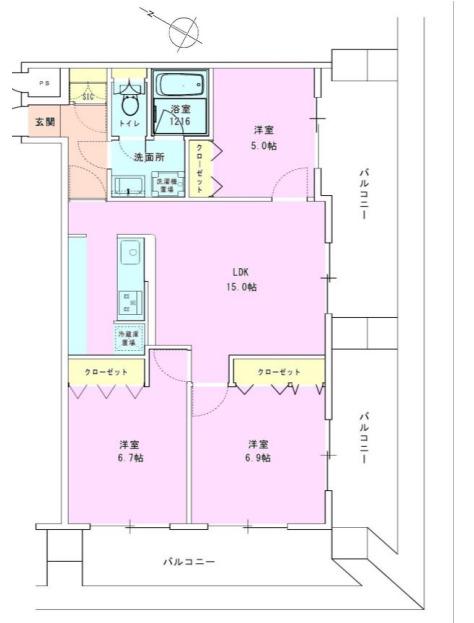 RBM東八重洲レジデンス(3LDK/12階)の間取り写真