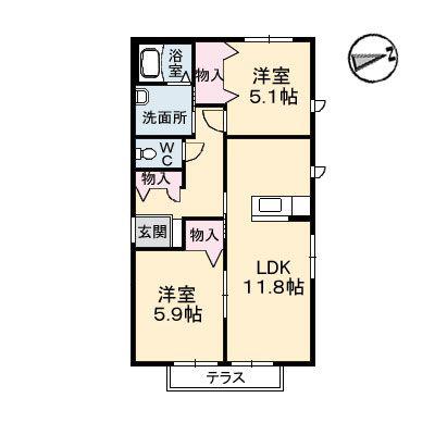 シャーメゾンスマイルアイ(2LDK/1階)の間取り写真