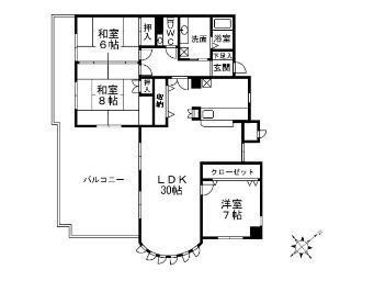 ウェルス守恒(3LDK/9階)の間取り写真