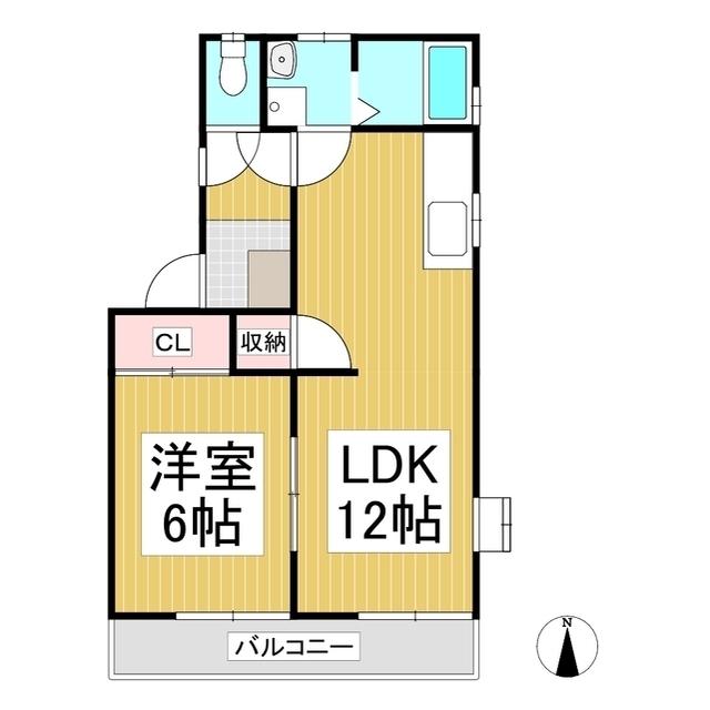 ハイツみやうら5(1LDK/2階)の間取り写真