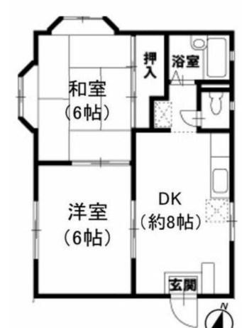 湘南ハイツ(2DK/1階)の間取り写真