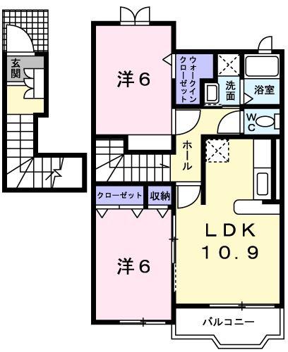 サン フィオーレ(2LDK/2階)の間取り写真