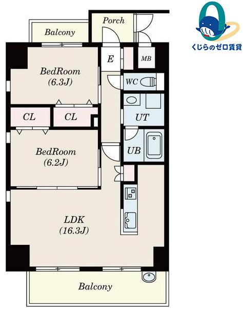 リンパクマンション(2LDK/10階)の間取り写真