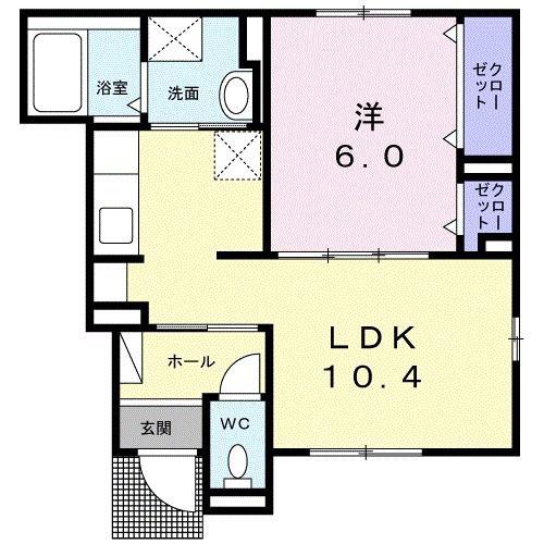 グラードII(1LDK/1階)の間取り写真