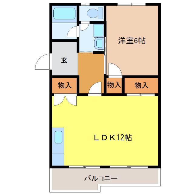 メゾンくわなM1(1LDK/3階)の間取り写真