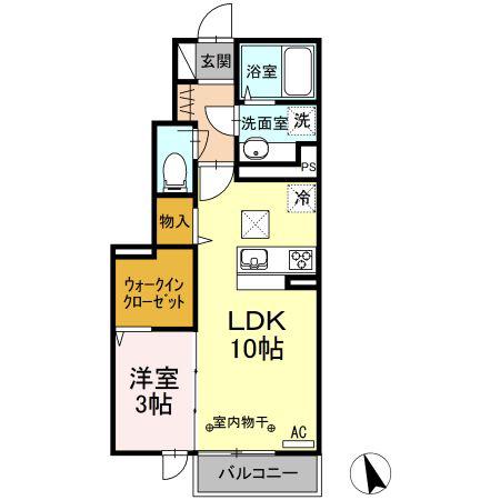 スマーク東(1LDK/1階)の間取り写真